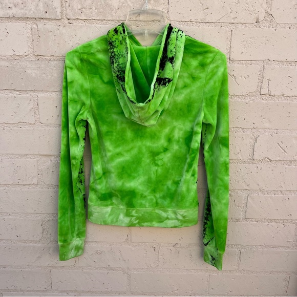 Juicy Couture Neon Green Black Splatter Hoodie Zip Up Track Jacket NWOT - Picture 5 of 7